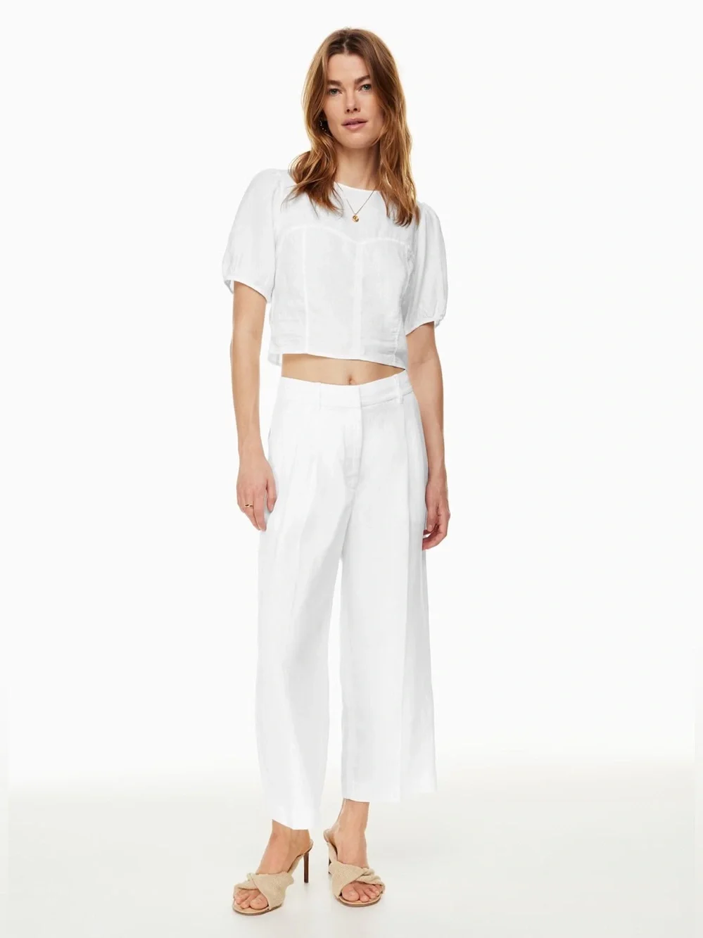 Aritzia Wilfred The Effortless Pant Linen Cropped High Waist Wide Leg NWOT